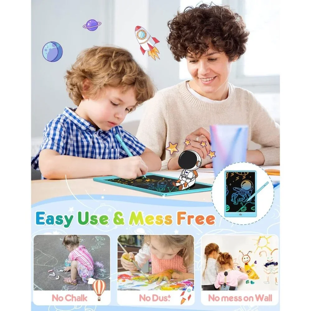 LCD Writing Tablet Colorful Toddler Drawing Board Doodle Pad Toys 10